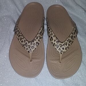 CROCS Leopard Print Sandals - Brown